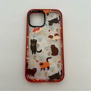 CASETiFY Qìtech "Playful Cats In The Garden" Case iPhone 14 Pro max Clear/Coral